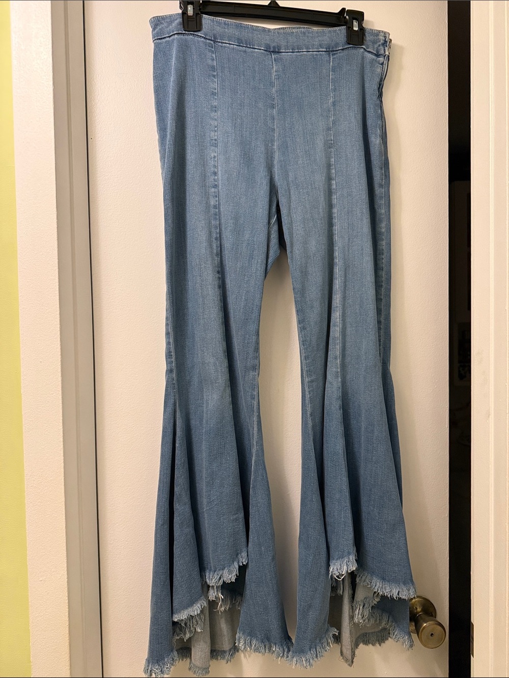 Guess Light Blue Flare Jeans with Frayed Hem